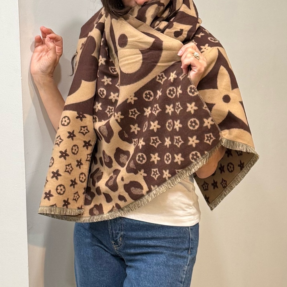 ShopEvelynne Brown and Tan Patterned Scarf